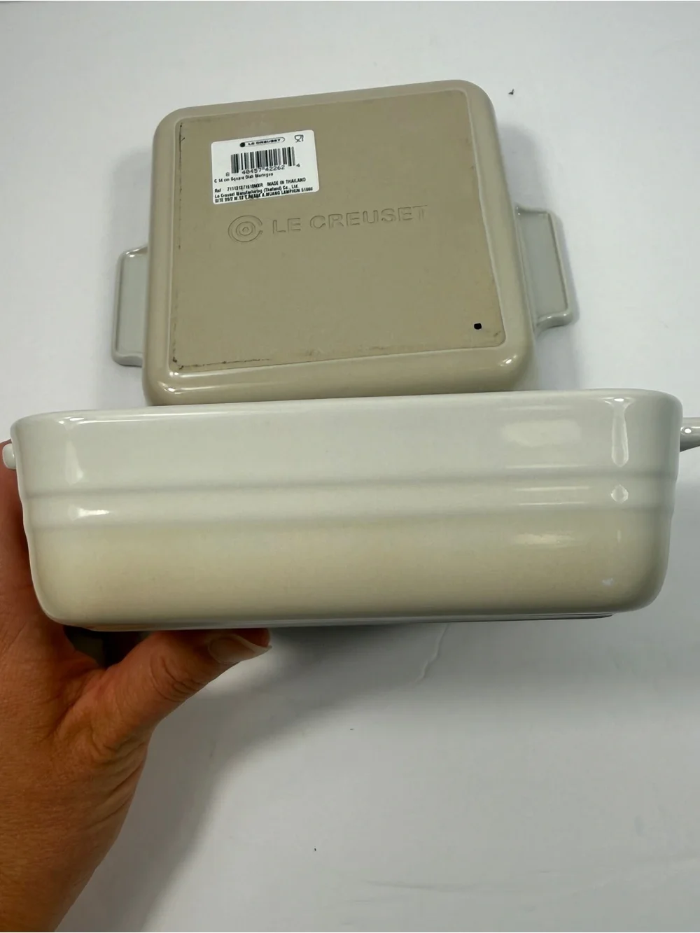 Le Creuset (Set of 2) 14cm Square Dish Meringue Cream Ombré Baker Stoneware
